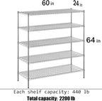 Regal Altair 24" Deep x 60" Wide x 64" Height Wire Shelving Kit | 5-Tier | NSF - Image 3