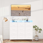 Welfuturer White Dresser with LED Lights and Charging Station - Image 8