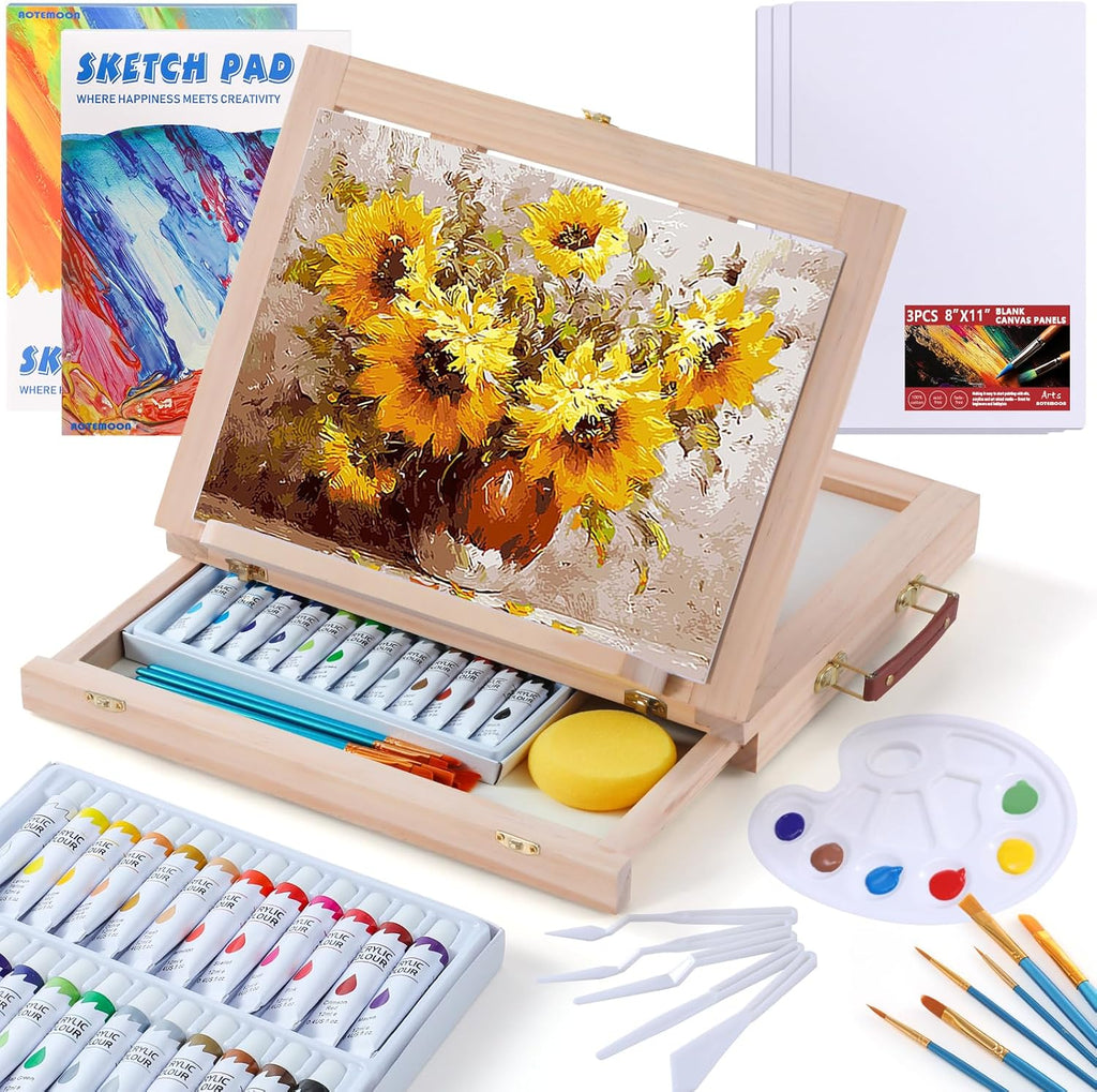 portable wooden tabletop art easel set with 24, main product view