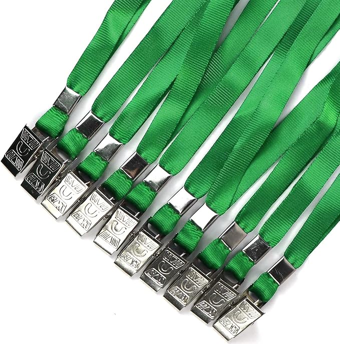 Beebel Green Lanyards 100 Pack Nylon Flat Badge Lanyard - Image 5