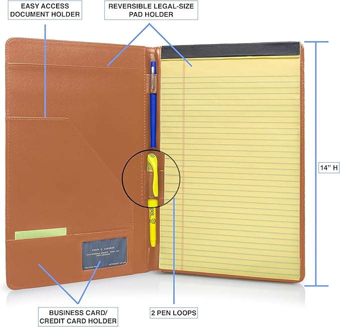 Legal Size Padfolio, 8.5 x 14 Inch Portfolio Folder - Image 8