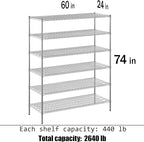 Regal Altair 24" Deep x 60" Wide x 74" Height Wire Shelving Kit | 6-Tier | NSF - Image 3