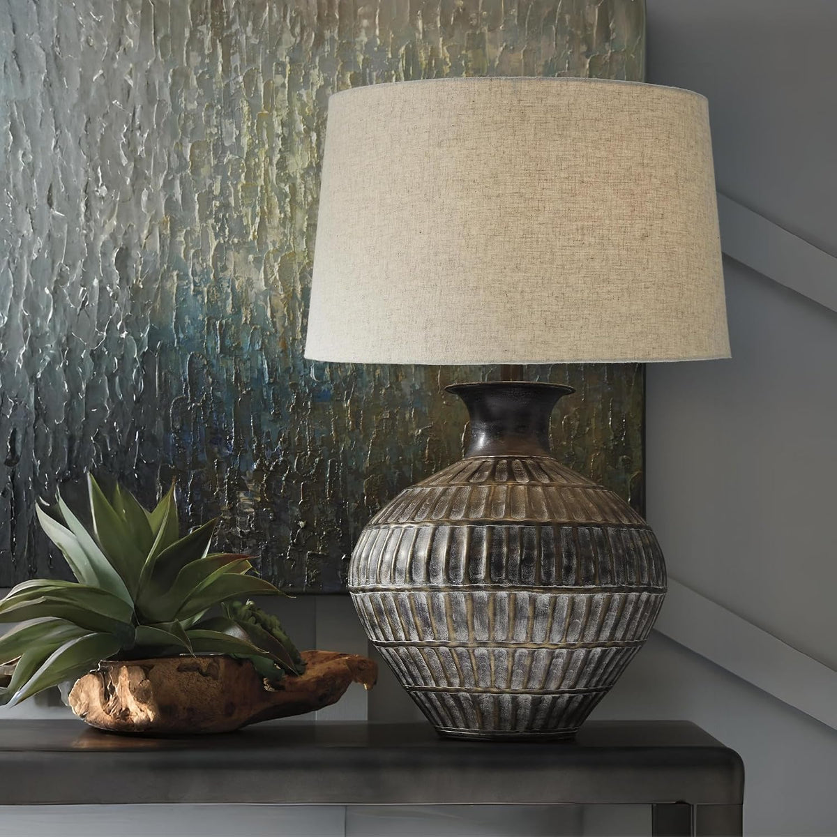 Signature Design by Ashley Magan Metal Table Lamp, 28", Antique Bronze