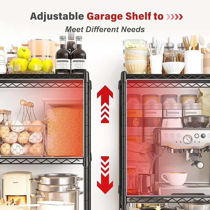 REIBII 5 Tier Storage Shelves Adjustable Wire Rack Shelving, Kitchen Shelves - Image 8