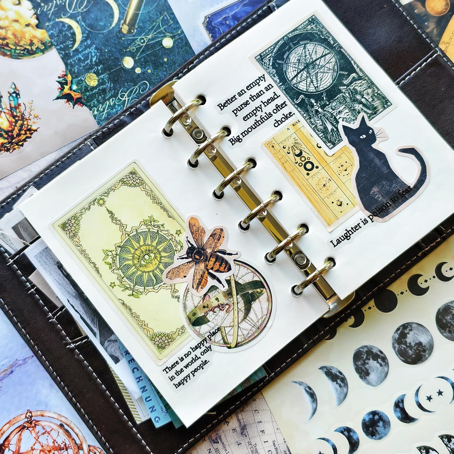 PRSTINCOL Vintage Astrology Sticker Book with Celestial Papers, 40 Pages | 40 Pages Including 20 Sticker Sheets and 20 Vintage Ephemera Papers Featuring Zodiac, Celestial Maps and Astronomy Designs