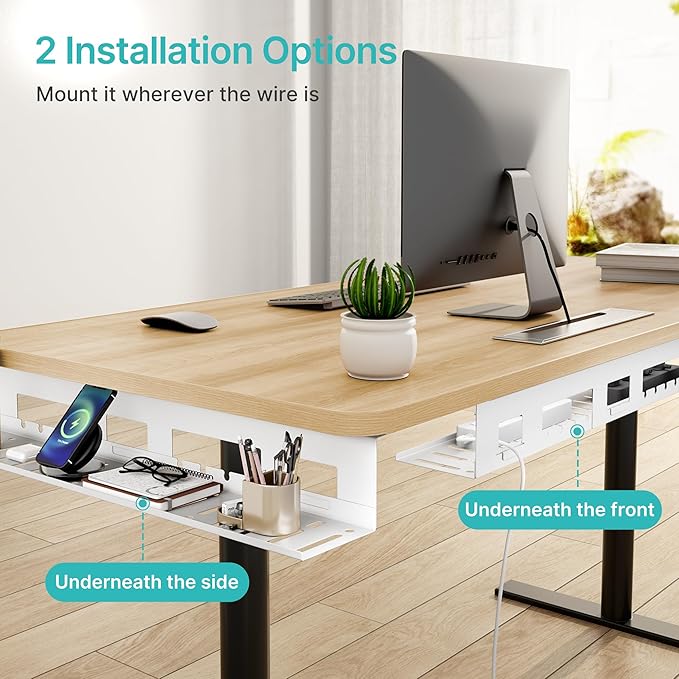 PEGZONE Under Desk Cable Management Tray, 31.5 Inches Metal Cord Organizer Rack - Image 6