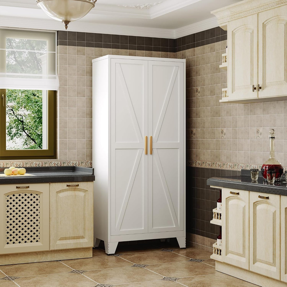 qinptwut 71" metal storage cabinet with doors and, main product view