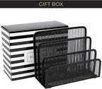BLU MONACO Black Metal Mesh Letter Sorter | 3-Slot Mail Organizer - Image 5