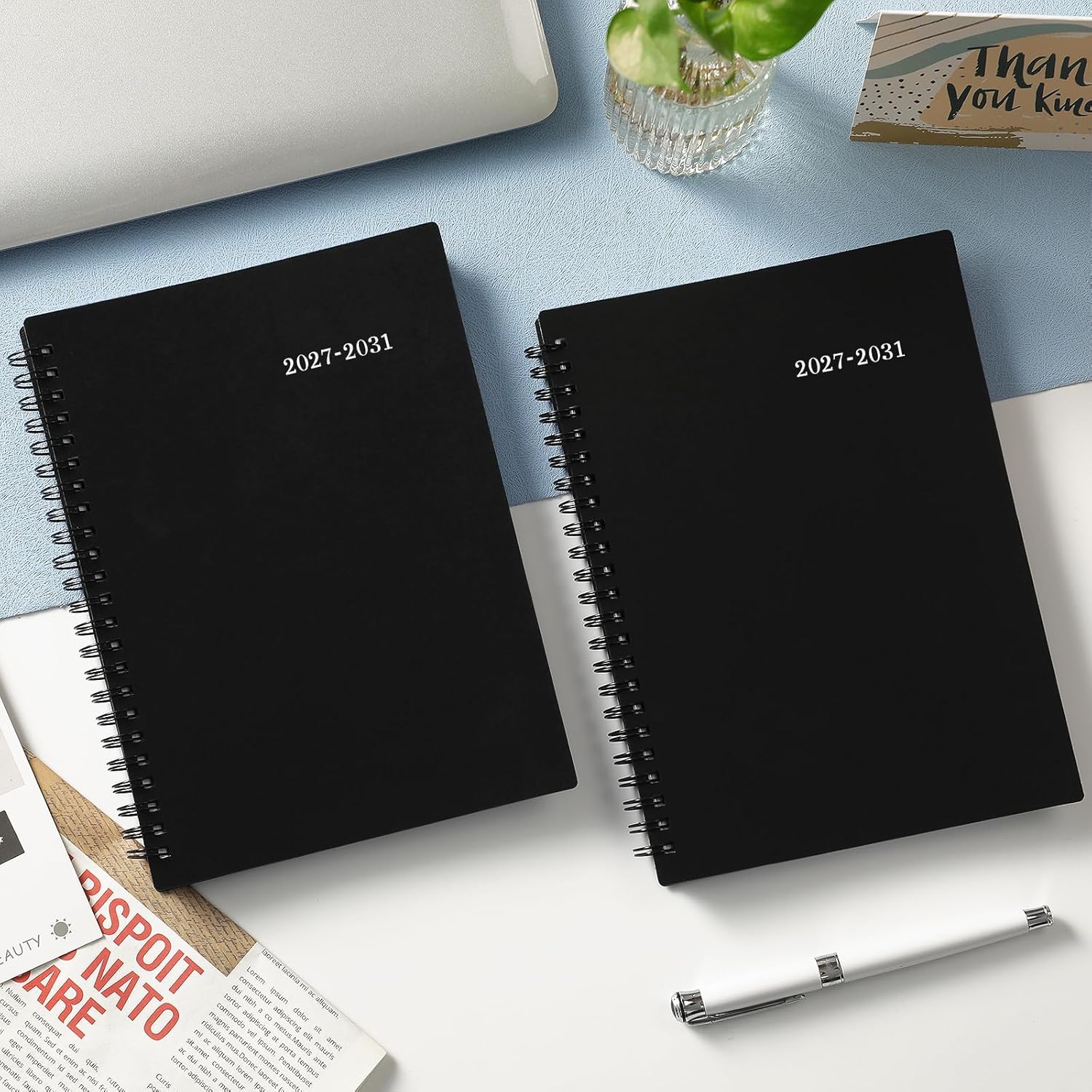 2027-2031 Monthly Planner/Calendar - Jan. 2027 - Dec. 2031, 6.2" x 8.3" | Monthly Planner, 5 Year, Multi Year Calendar 2027-2031 with Twin-Wire Binding, Tabs, Storage Pocket - Black