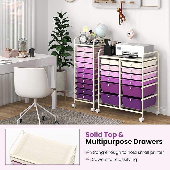 Giantex 12 Drawers Rolling Storage Cart, Classroom Organizers - Image 4