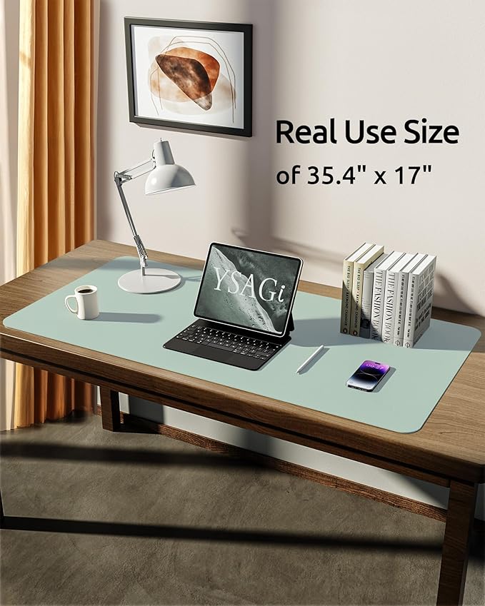 YSAGi Leather Desk Protector, Office Mat, Large Mouse Mat, Non-Slip PU Leather - Image 5