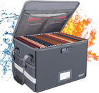 ENGPOW File Box with Lock, Fireproof Document Box with Zipper Lid, Collapsible