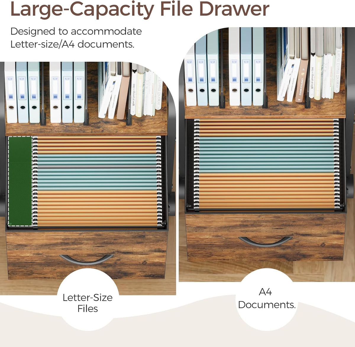MAHANCRIS Small File Cabinet, Rolling Filing Cabinet for Under Desk