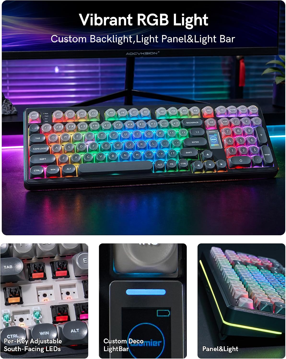Keymatic WK98 Foundation Mechanical Keyboard, Black Creamy Gaming Keyboard