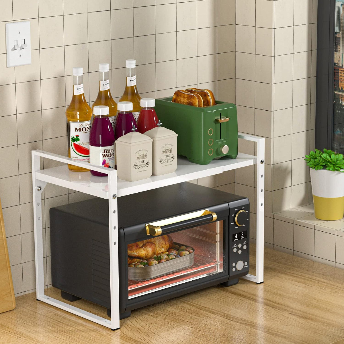 iPEGTOP Extendable Microwave Oven Rack, Adjustable Height Microwave/Toaster S...