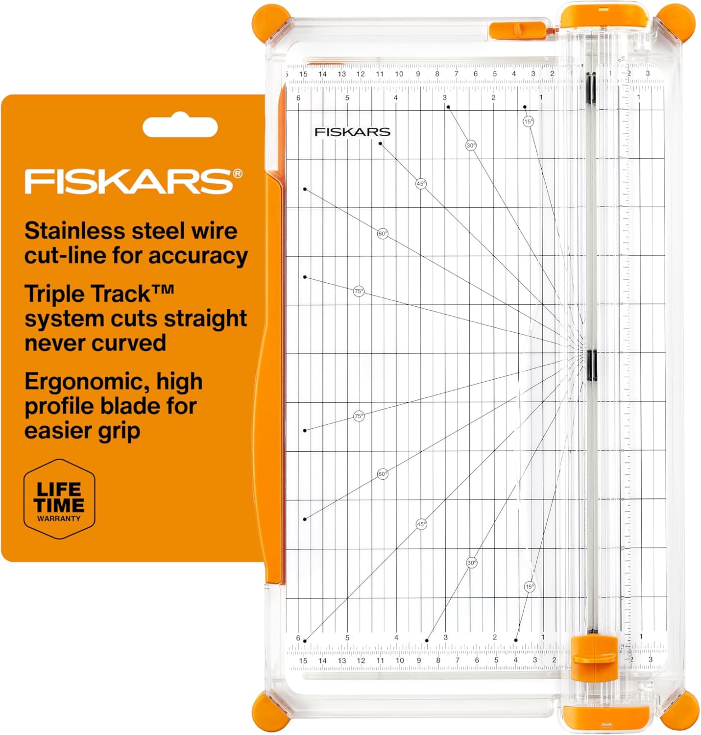 Fiskars SureCut Deluxe Paper Cutter, Precise Trimmer Tool, 12" Cut Length
