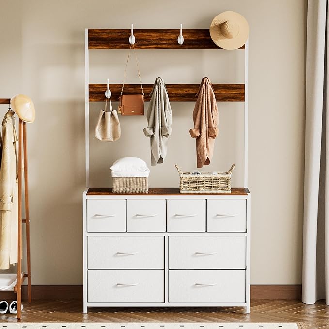YKVIQBY 8 Drawer Dresser with 6 Double Hooks, 68.9" Tall Closet Organizer and by YKVIQBY