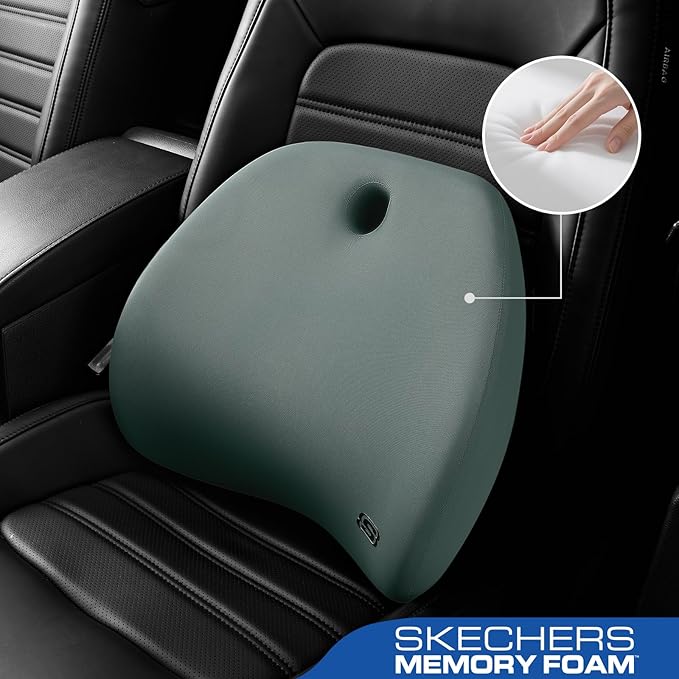 Skechers Lumbar Support Pillow for Office Chair, Memory Foam Lumbar Pillow - Image 2