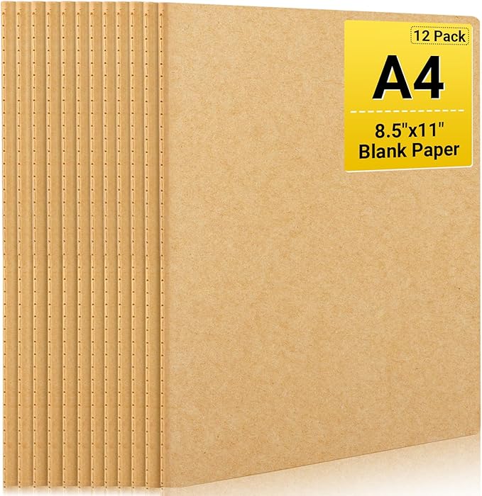 EUSOAR Kraft Notebooks, 12 Packs Large A4 8.5" x 11"，40 Sheets/ 80 Pages by EUSOAR
