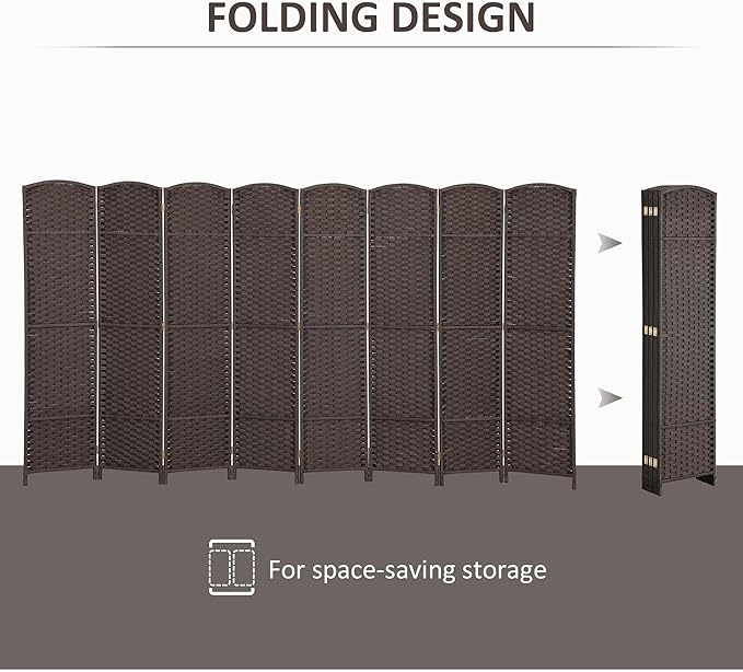 HOMCOM Room Divider, 8 Panel Folding Privacy Screen, 5.6' Tall Freestanding - Image 4