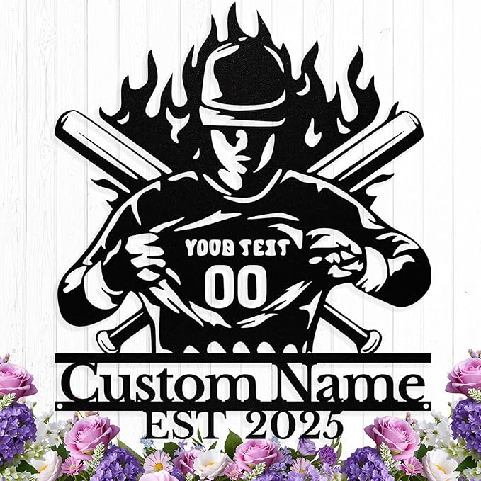 Personalized Baseball Metal Sign Custom Baseball Signs Wall Art, Custom Name by HengMeiZiK