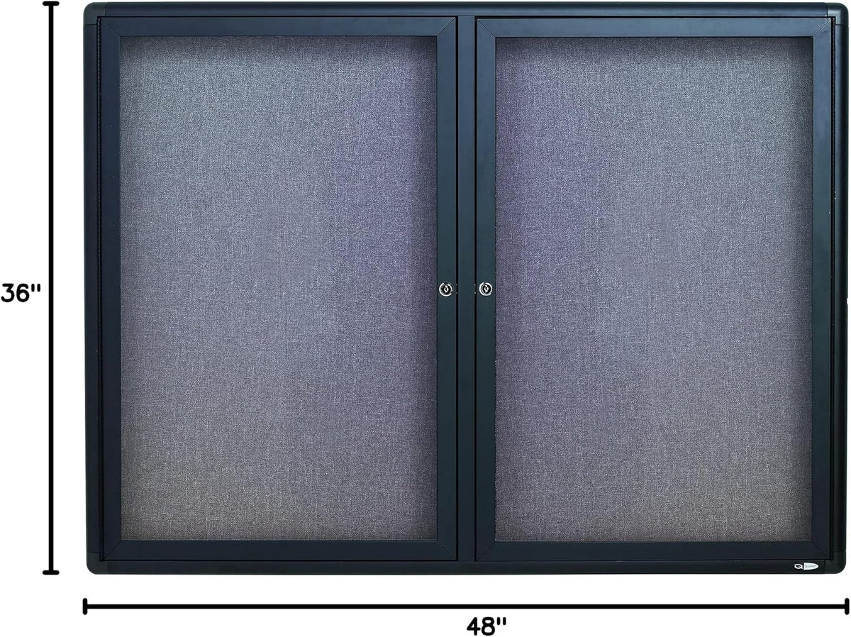 Quartet Bulletin Board, 4' x 3' Enclosed Fabric Notice Board, Lockabl...