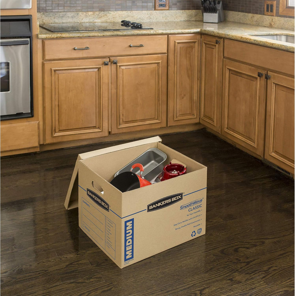bankers box 20-pack medium classic moving boxes with showing dimensions