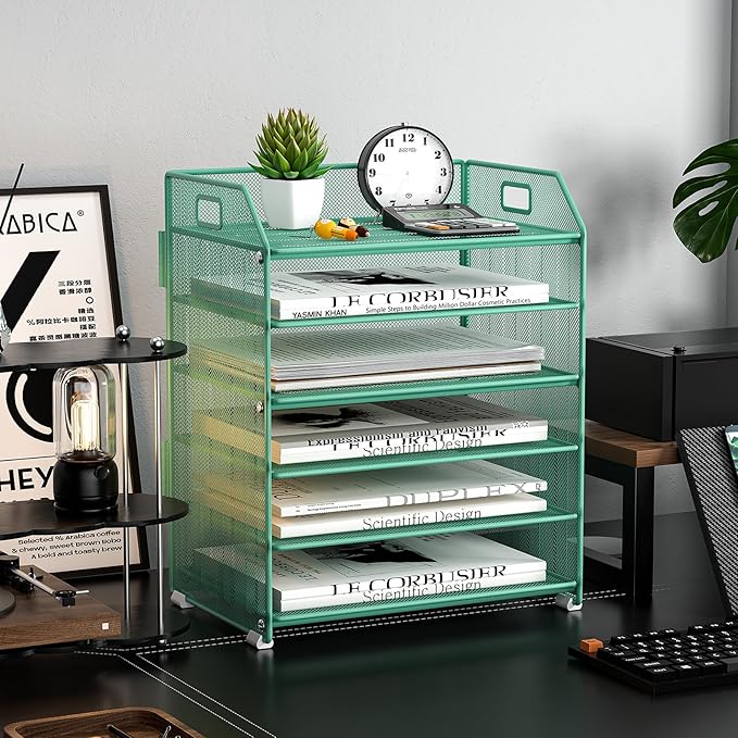 6 Tier Desk Organizer, Heavy-Duty Thick Metal Letter Tray Organizer, Large - Image 7