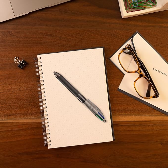BIC 4 Color Grip Retractable Ballpoint Pen, Long-Lasting Ink and Comfortable - Image 3