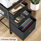 GAOMON File Cabinet, Filing Cabinet with 3 Drawer, Mobile File Cabinet Fits Letter Size or A4, Fabric Vertical File Cabinet on Wheels, Home Office Small Under Desk Storage Cabinet, Black