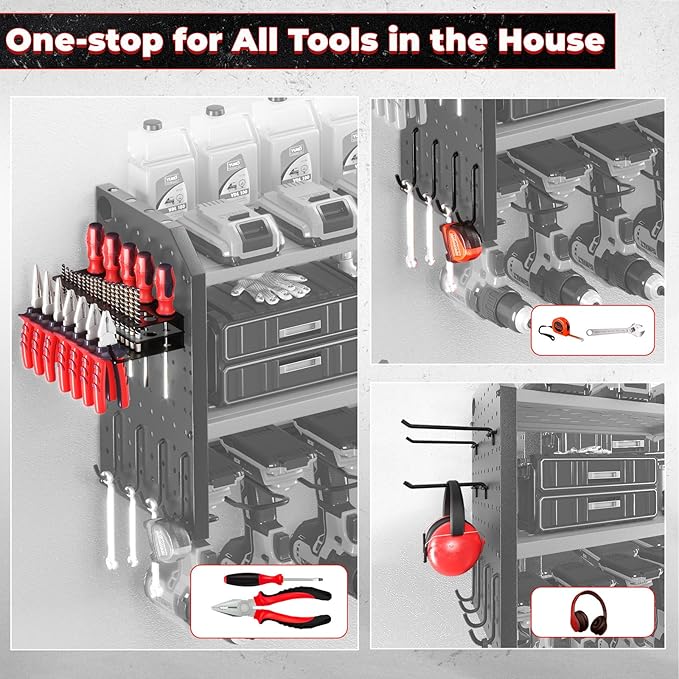 KAFAHOM Power Tool Organizer, Large 8 Drill Holder Wall Mount - Image 2