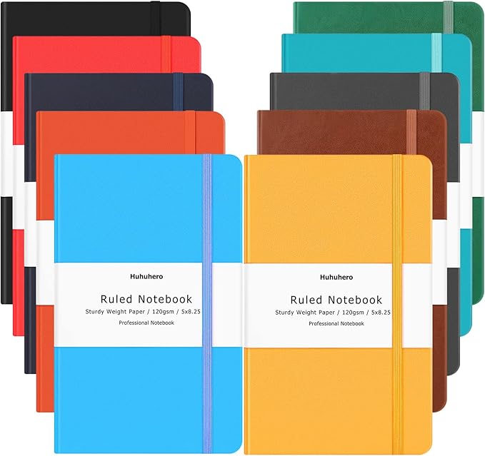 Huhuhero 10 Colors Lined Journal Notebook, A5 Hardcover Notebooks - Image 7
