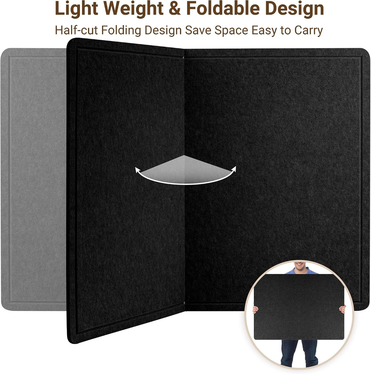 AKTOP Foldable Felt Bulletin Board for Wall, 48x36 inches, Black