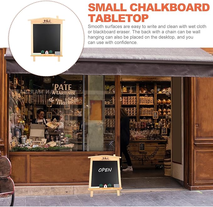 ADOCARN Wooden Tabletop Chalkboard Small Blackboard Reusable Desktop Message - Image 7