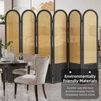 Asnefeli Room Divider 4 Panels, Folding Privacy Screen, Foldable Wood Rattan - Image 6