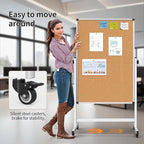 Double-Sided Corkboard Whiteboard, 32 x 48 Inches Dry Erase Board on Wheels - Image 5