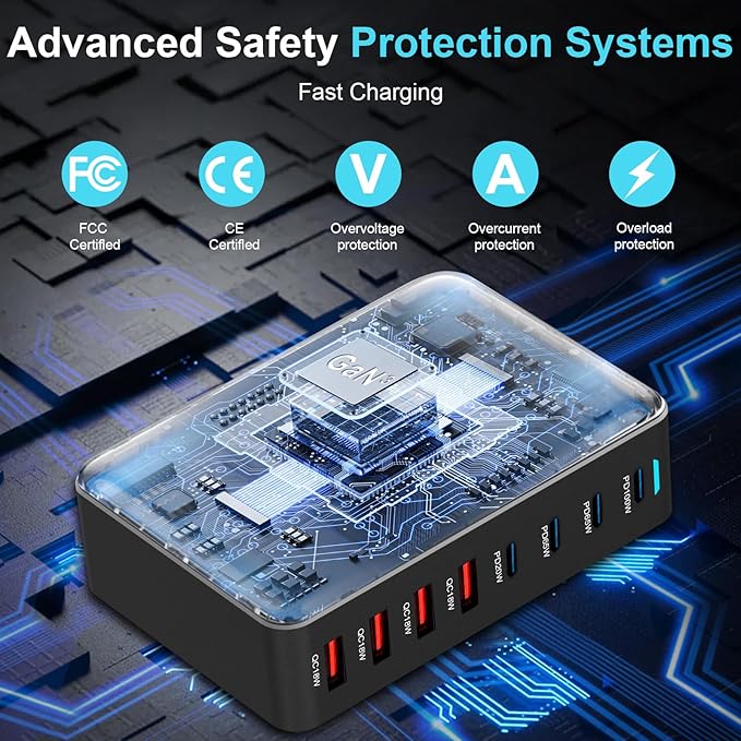 320W USB C Fast Charger Block, 8 Port USB Charging Station, GaN Ⅲ Pro 100W PD - Image 6