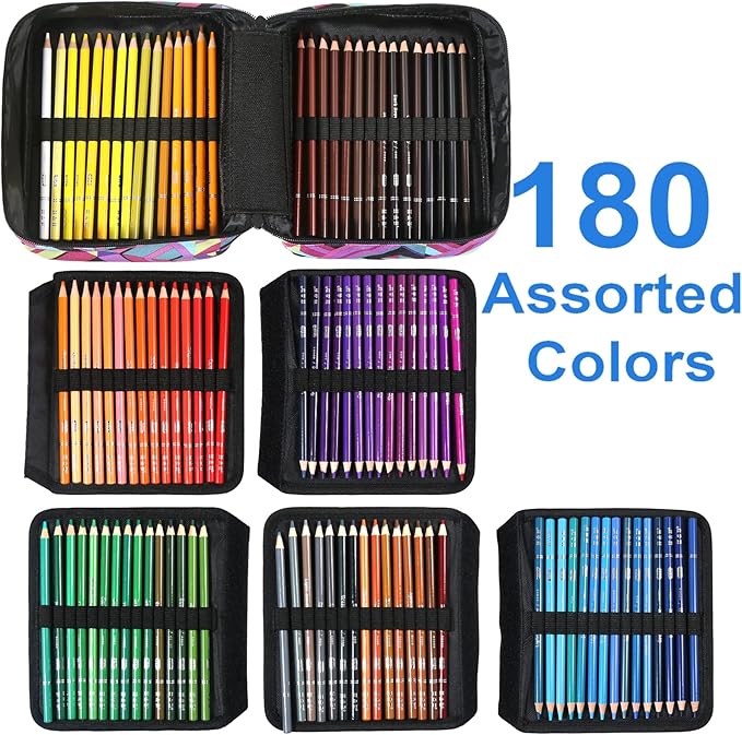 H & B 180 Colored Pencils Set, Art Pencil Kit - Image 3