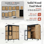 jocisland solid wood outdoor stotage cabinet shed, 5.15x2.75 shown in use