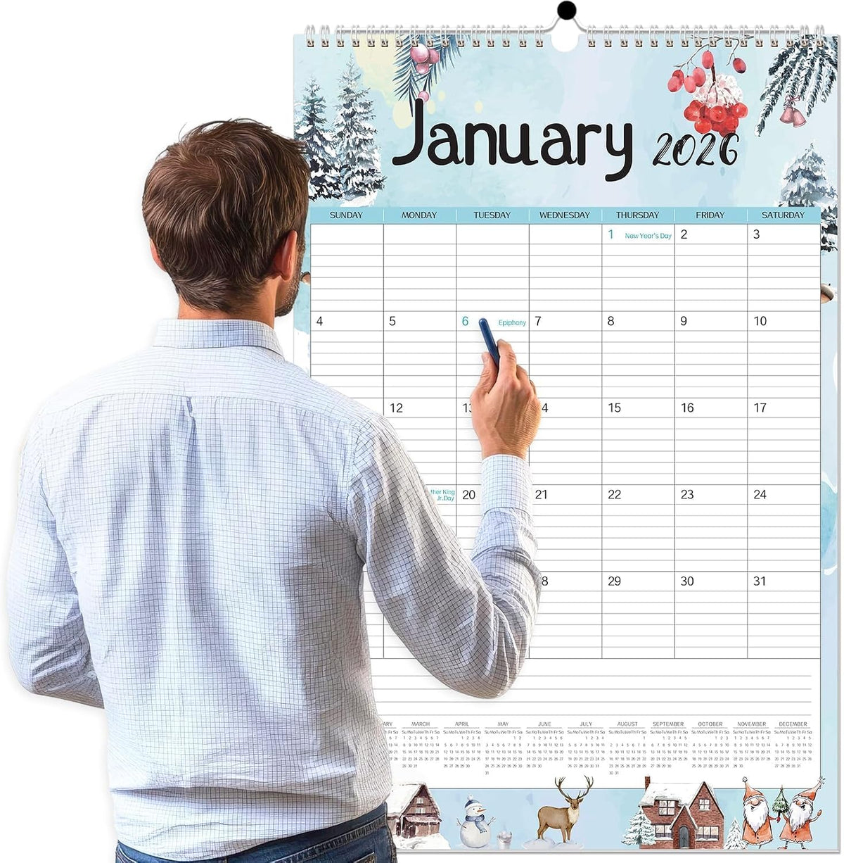 GuassLee Extra Large Wall Calendar 2026, 24-Month Aesthetic Large Calendar Jan.