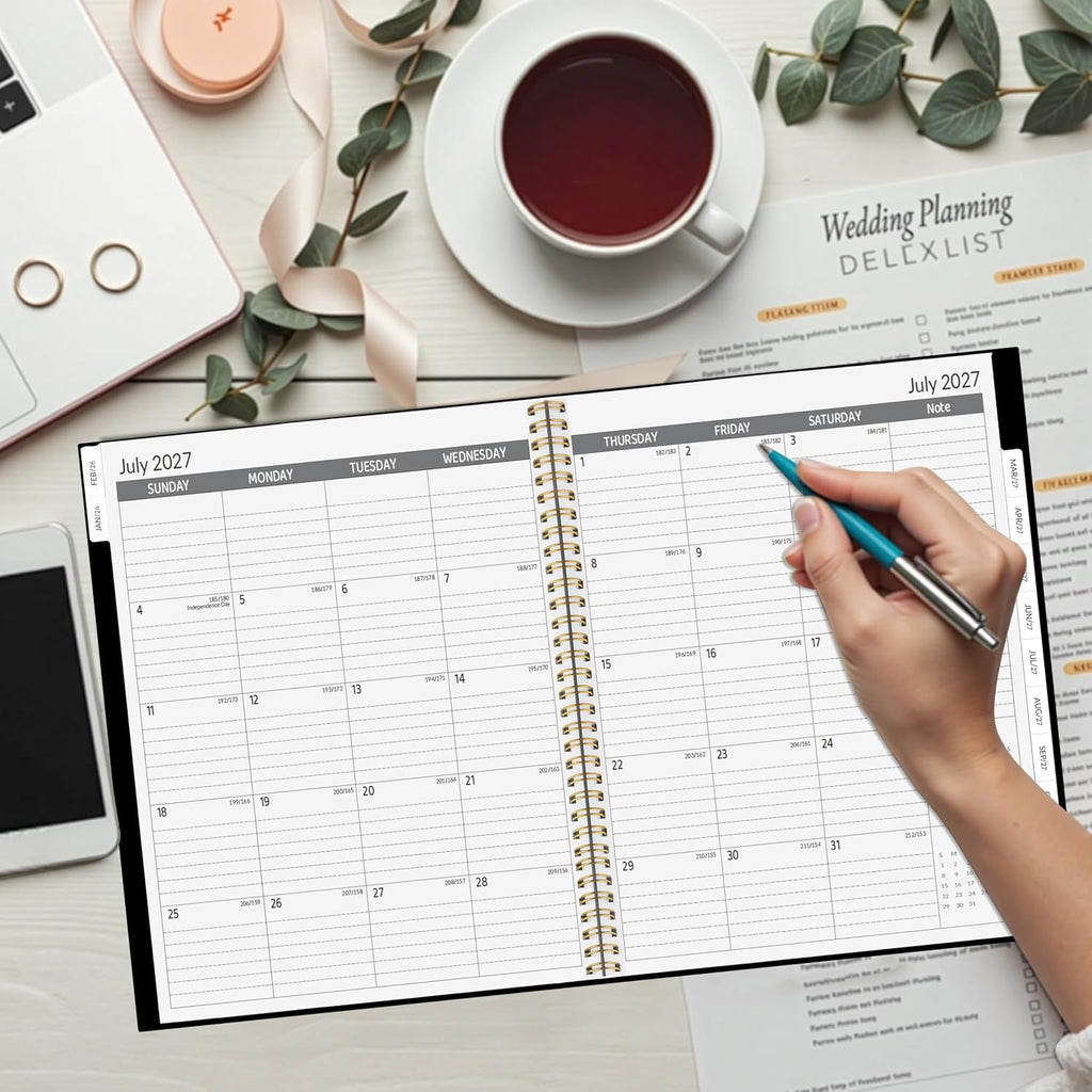 2027-2031 Monthly Planner, 5 Year Monthly Planner/Calendar 20276-2031, 60-Month Jan 2027 – Dec 2031, 9" x 11", Tabs, Double-Side Pocket, Holidays, Thick Paper, Polypropylene Cover - Black