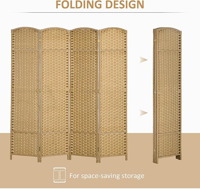 HOMCOM Room Divider, 4 Panel Folding Privacy Screen, 5.6' Tall Freestanding - Image 4