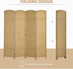 HOMCOM Room Divider, 4 Panel Folding Privacy Screen, 5.6' Tall Freestanding - Image 4