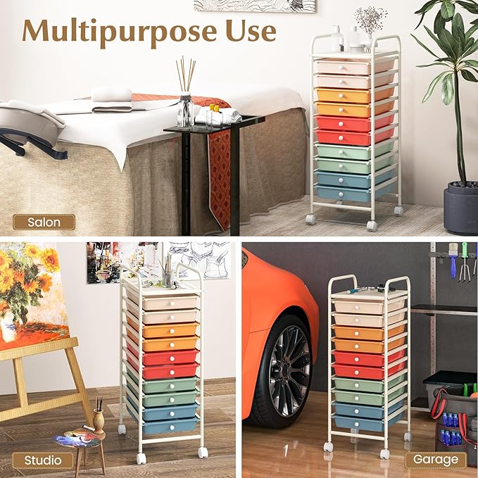 GLACER 10 Drawers Rolling Cart, Storage Cart - Image 7