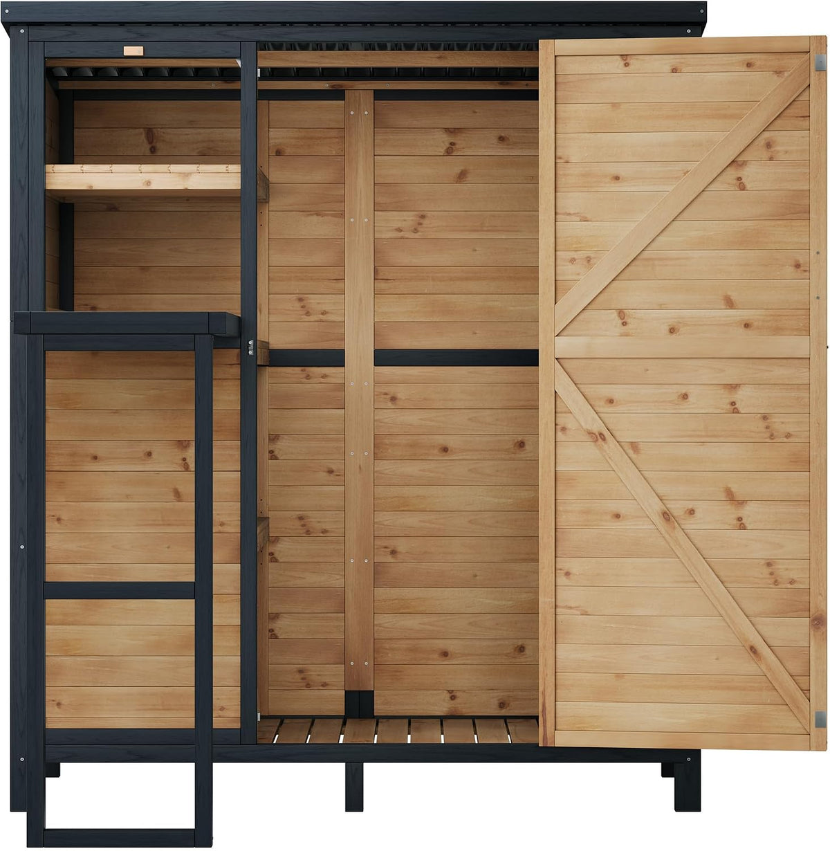 jocisland solid wood outdoor stotage cabinet shed, 5.15x2.75, view 9