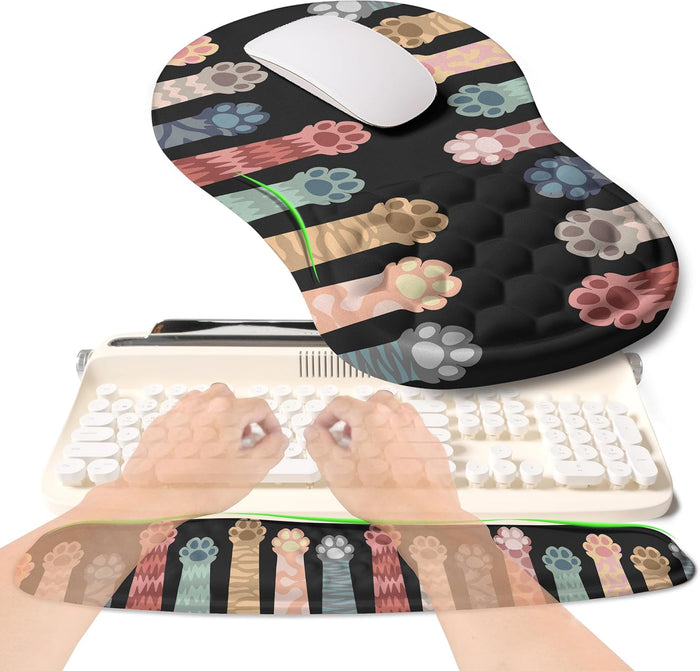2in1 Ergo Set,Wave Keyboard Wrist Rest and Mouse Pad Wrist Support