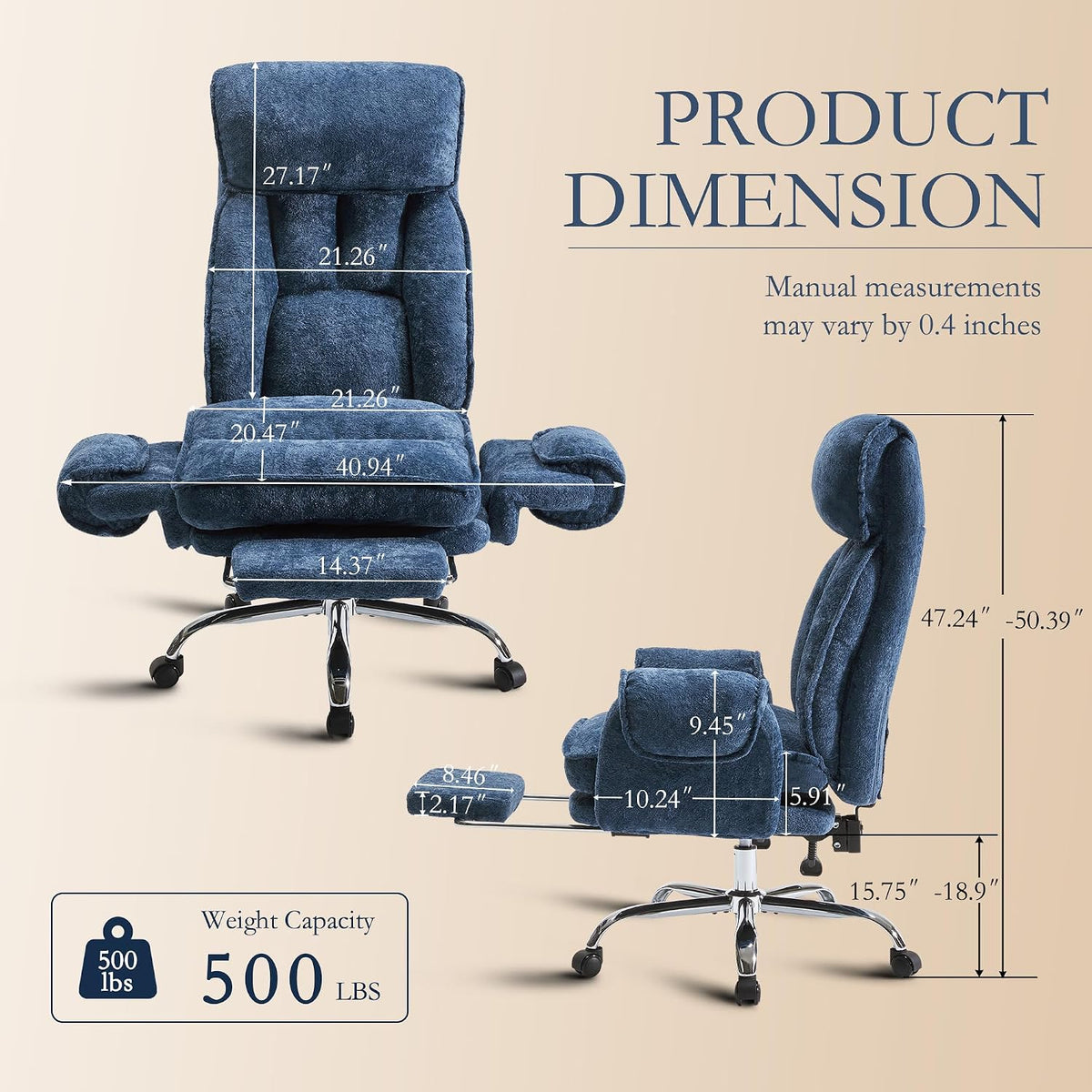 Criss Cross Office Chair Comfy with Adjustable 5-Position Armrests, Retractab...