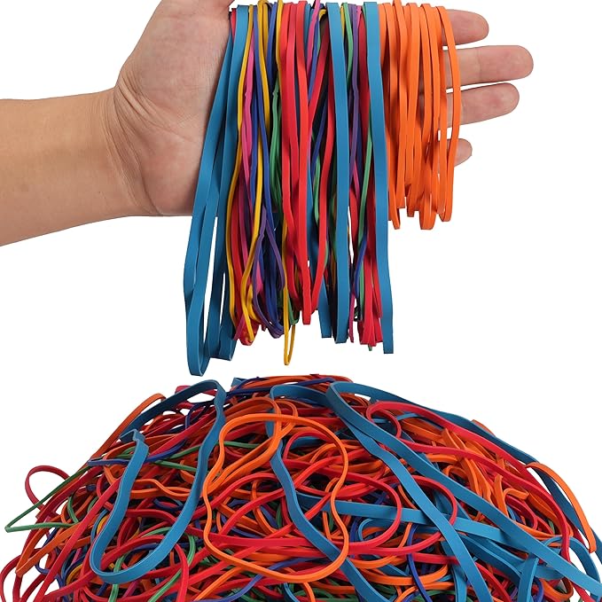 Rubber Bands Assorted Sizes Multicolor 0.5lbs 4 sizes large rubber bands heavy - Image 2