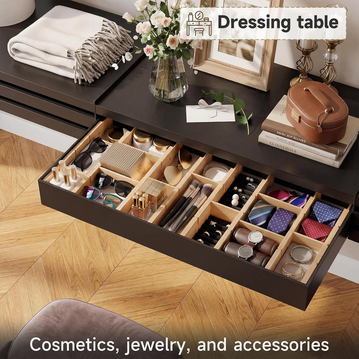 Bamboo Drawer Dividers, Expandable Kitchen Drawer Organizer