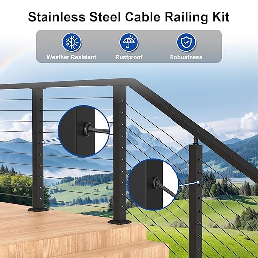 BLIKA 20Pack Black Cable Railing Adhesive Sleeves - Image 6